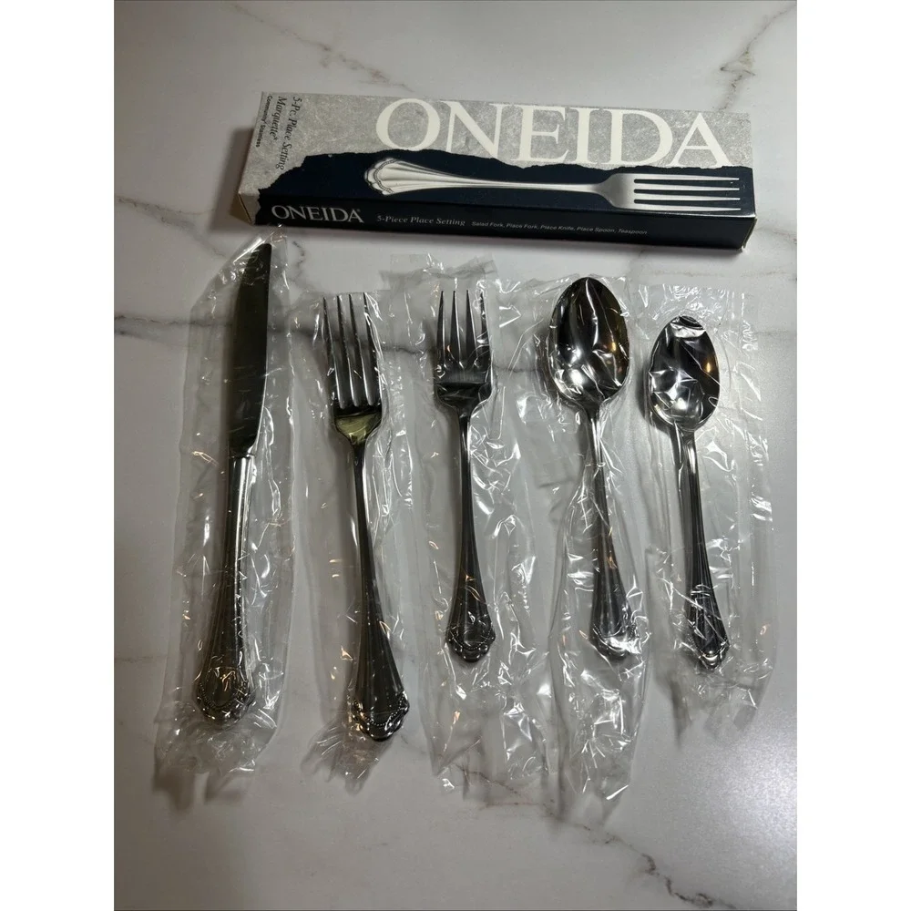 Oneida Marquette 5 Pc Place Setting 18/8 Stainless Flatware Made USA NIB